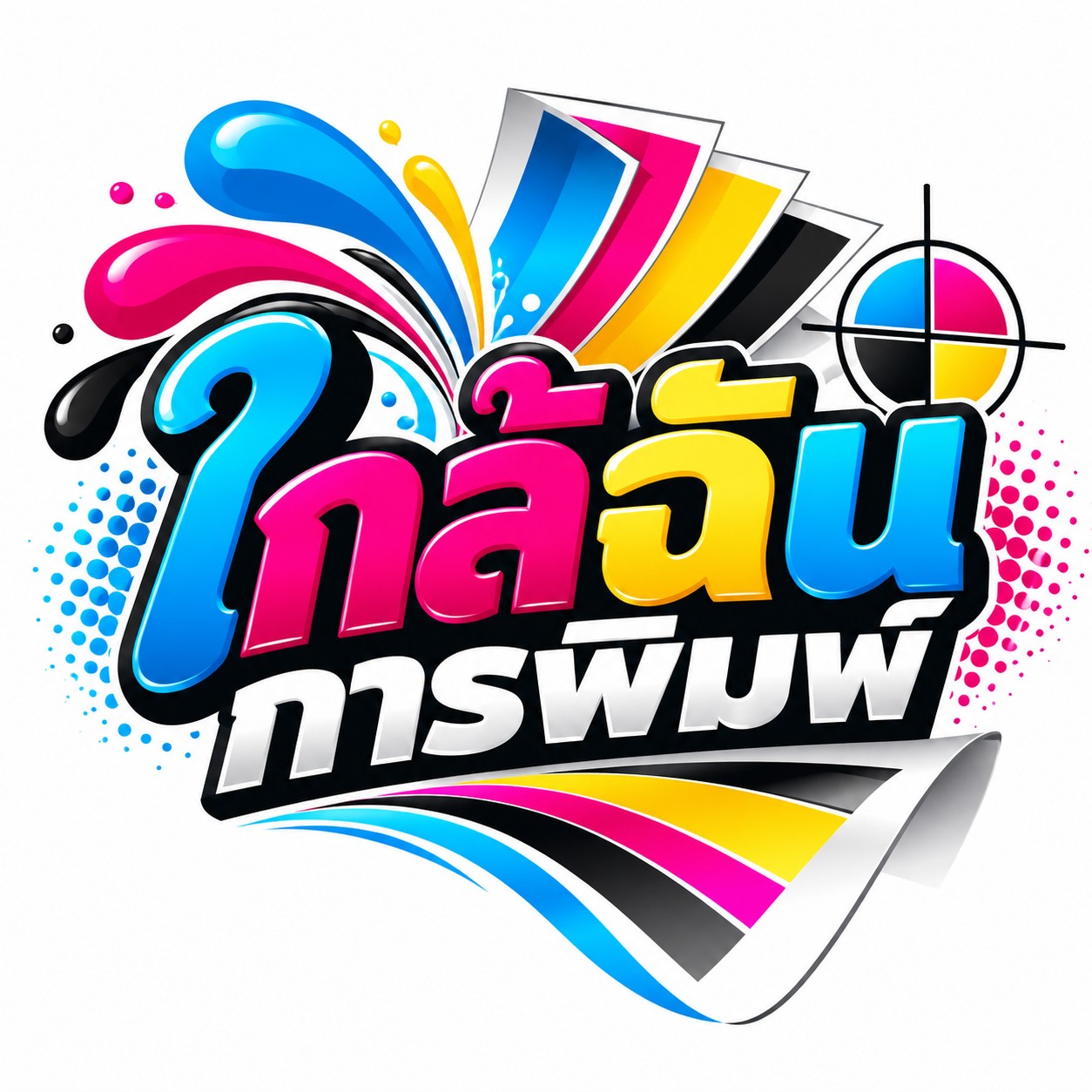แบรนด์ใกล้ฉันการพิมพ์ โทนฟ้า ชมพู เหลือง ดำ
